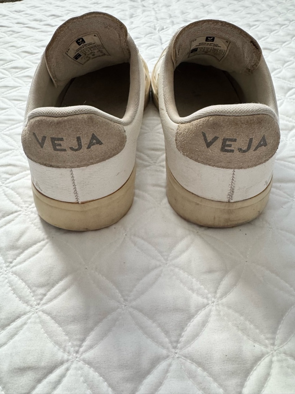 Veja Recife Logo Leather White Natural Velcro Strap Sneakers Size 8 - Picture 6 of 11